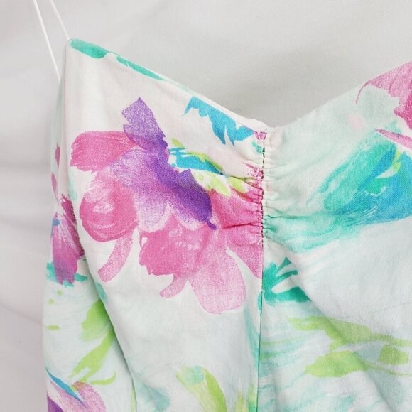 All That Jazz Women's Multicolor Fit & Flare Dress Smocked V-Neck Ruched Size S - Picture 6 of 10